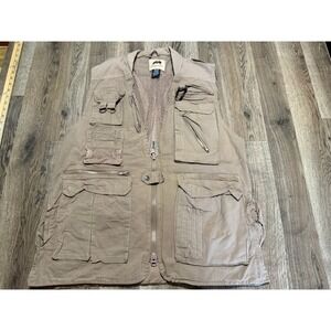 Humvee Mens XL Khaki Tan Cotton Tactical Fishing Vest Multi Pocket Utility Mesh